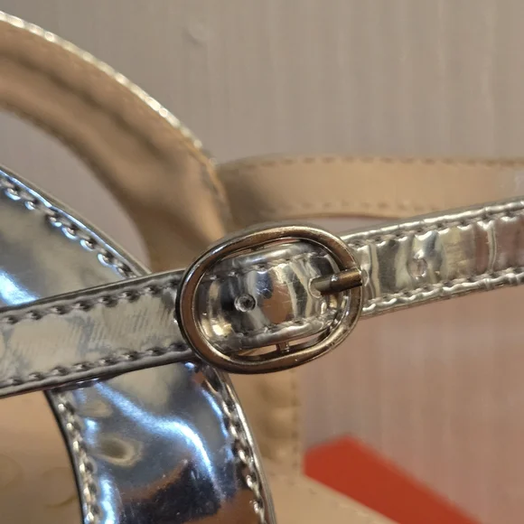 1 Pair Hingswink Silver Sparkly Platform Sandals Chunky Block Heel Size 8.5 - Picture 8 of 16